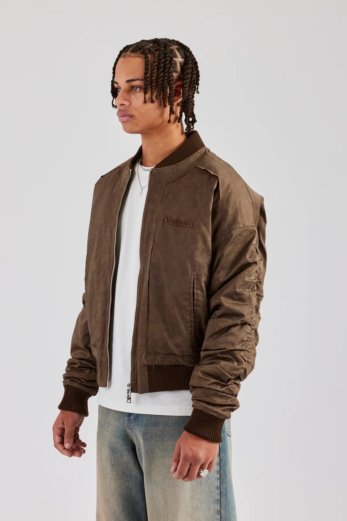 Washed Nylon Bomber Jacket