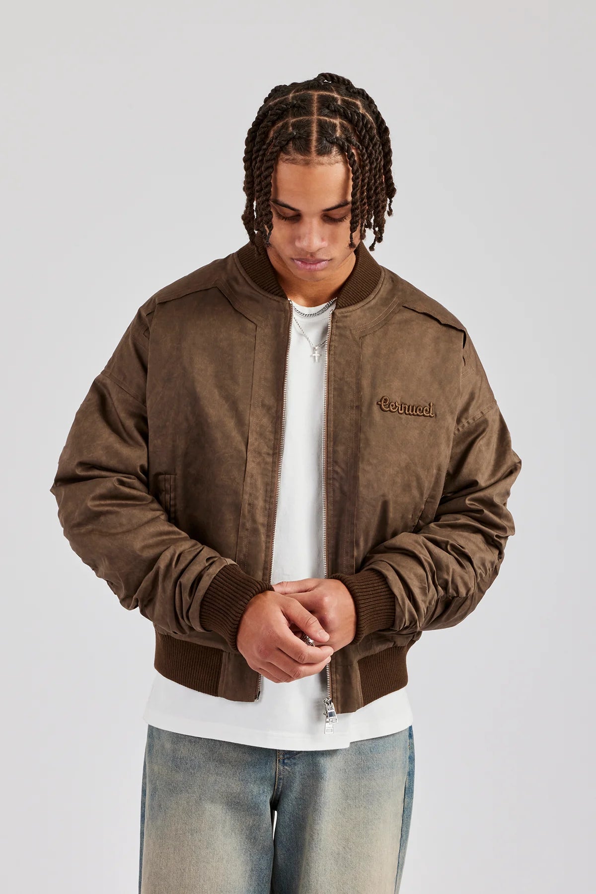 Washed Nylon Bomber Jacket